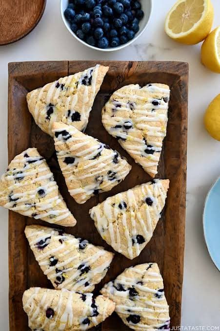 Fresh Blueberry Scones with Lemon Glaze (Pack of 4)